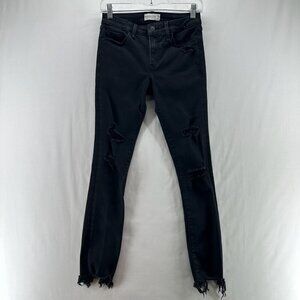 Abercrombie & Fitch Jeans Womens 26 Mid Rise Super Skinny Ankle Distressed Black